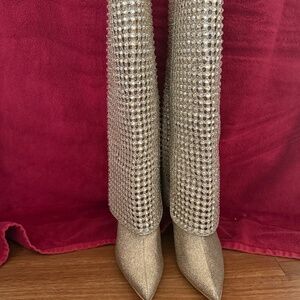 Gianni Bini, Tinsel Bronze Lowry Glitter Rhinestone  Stiletto Boot Original. 225